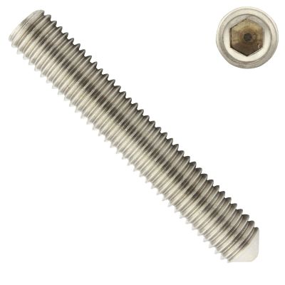 M6x20 Hex Socket Set Screws with Point, 25 pcs, A2 Stainless Steel, DIN 914