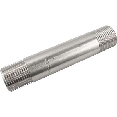 Threaded Extension Double Nipple, Pipe Nipple Similar to EN 10241 / DIN 2982, Brass/Nickel-Plated Stainless Steel (SS - R 2" - 130 mm)