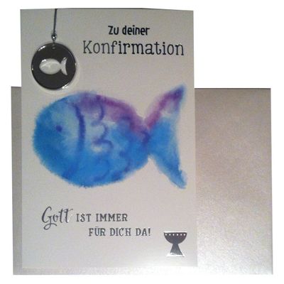 Confirmation Greeting Card with Blue Fish