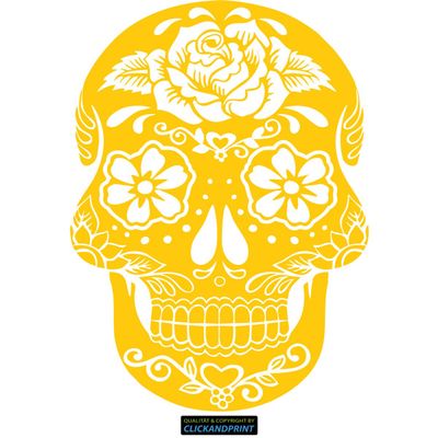 CLICKANDPRINT Calavera Catrina Skull Wall Decal, 80 x 54.6 cm, Yellow