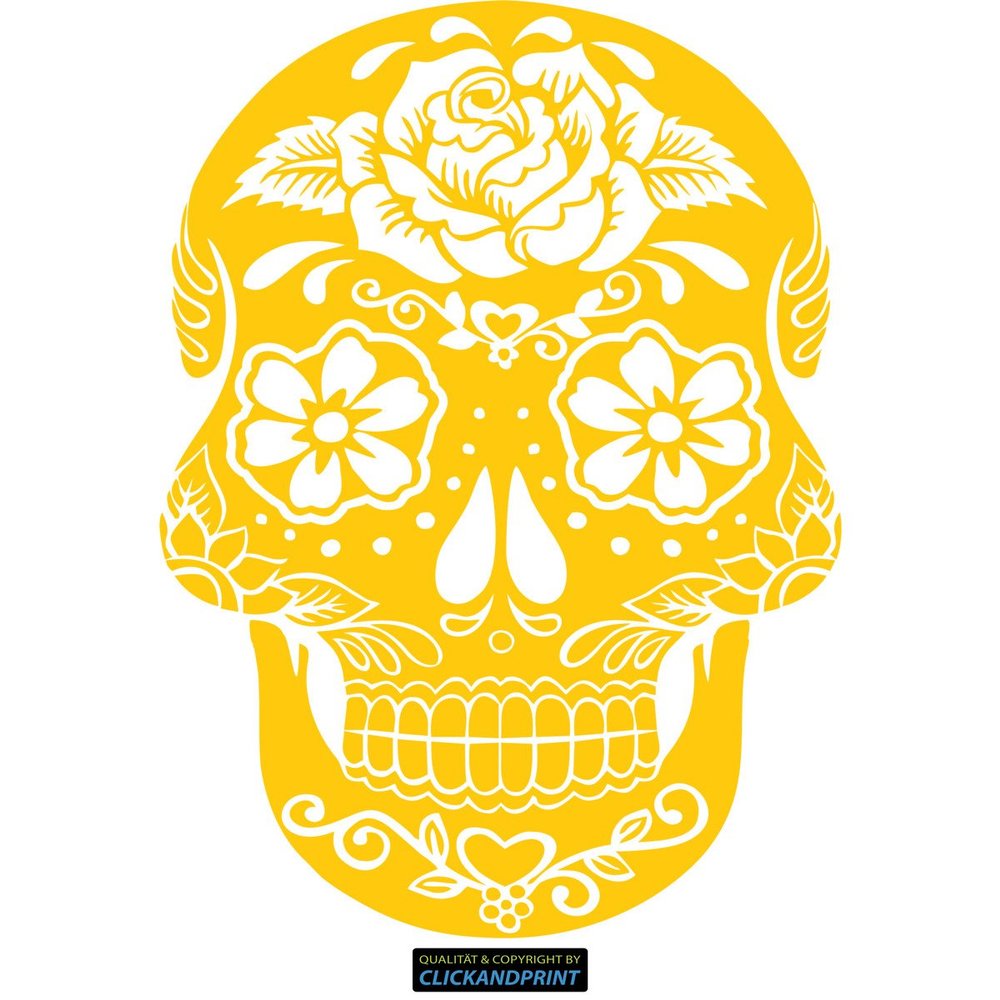 CLICKANDPRINT Calavera Catrina Skull Wall Decal, 80 x 54.6 cm, Yellow