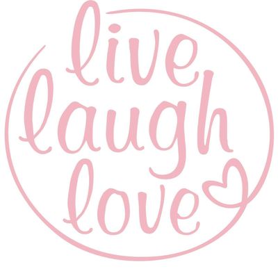 CLICKANDPRINT Live Laugh Love Wall Decal, 20 x 19.4 cm, Pastel Pink