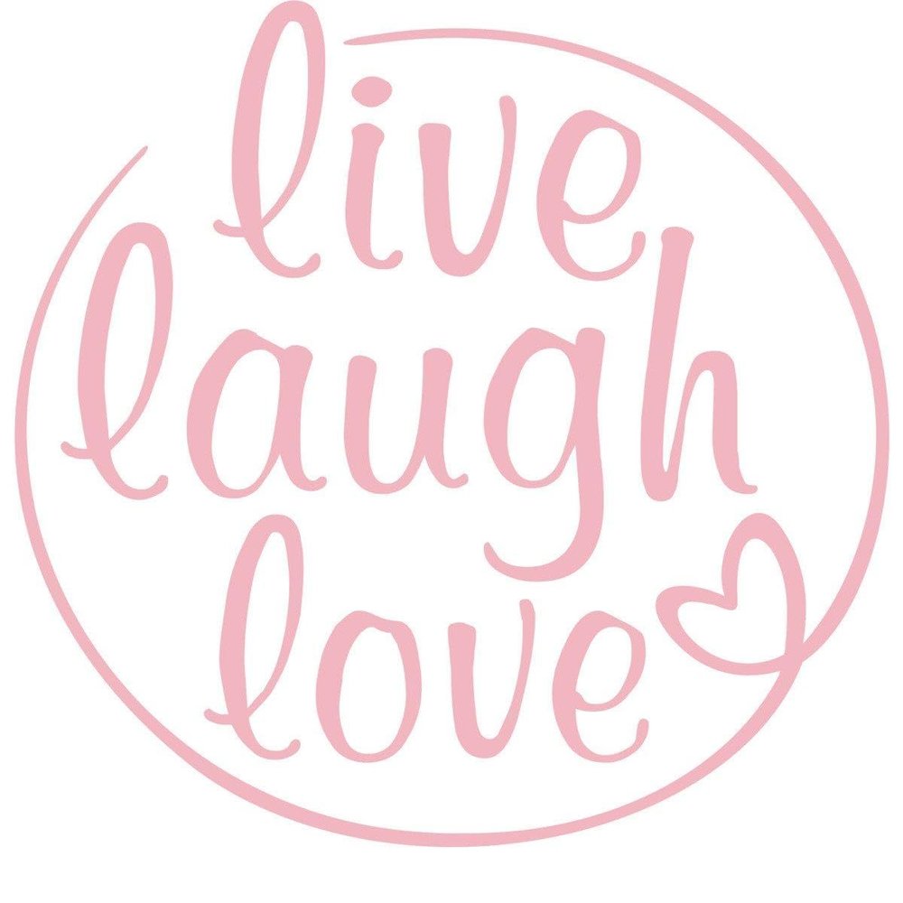 CLICKANDPRINT Live Laugh Love Wall Decal, 20 x 19.4 cm, Pastel Pink