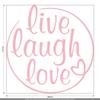 CLICKANDPRINT Live Laugh Love Wall Decal, 20 x 19.4 cm, Pastel Pink view 3