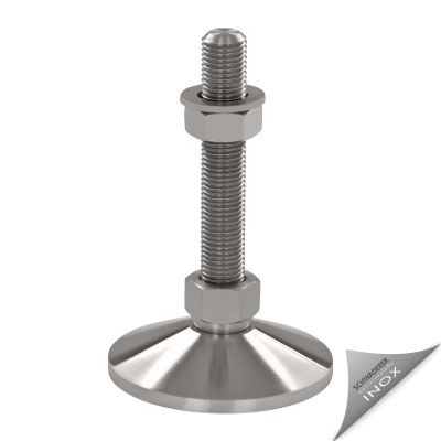 Schwaderer Adjustable Machine/Leveling Foot VME 80, Ø85 mm, M8×100, Stainless Steel