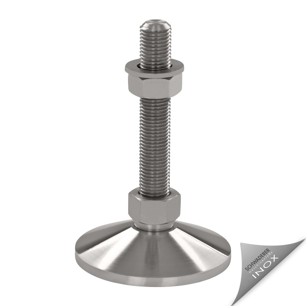 Schwaderer Adjustable Machine/Leveling Foot VME 80, Ø85 mm, M8×100, Stainless Steel
