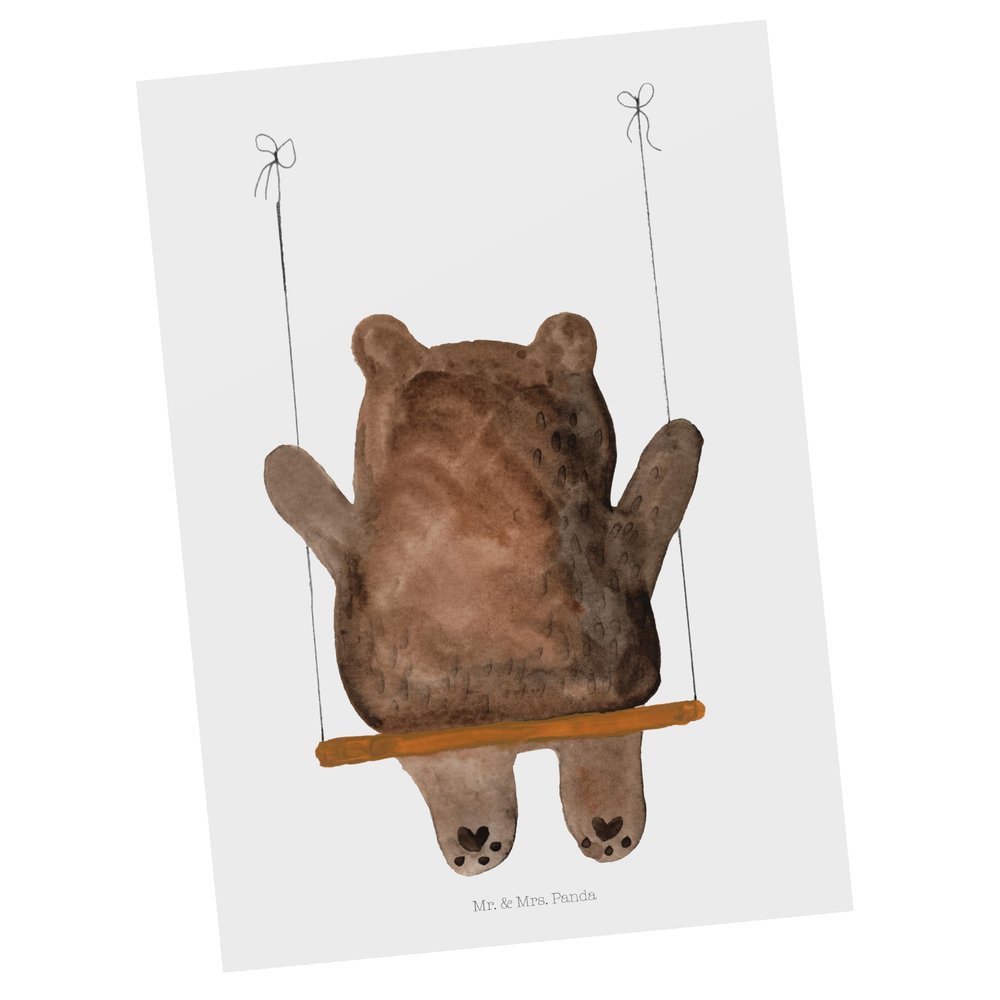 Mr. & Mrs. Panda Bear Swing Postcard – Sympathy, Comfort, Love, Teddy