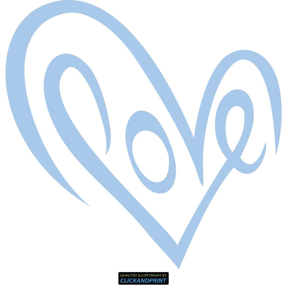 CLICKANDPRINT Love Heart Wall Decal, 90 x 86.6 cm, Pastel Blue