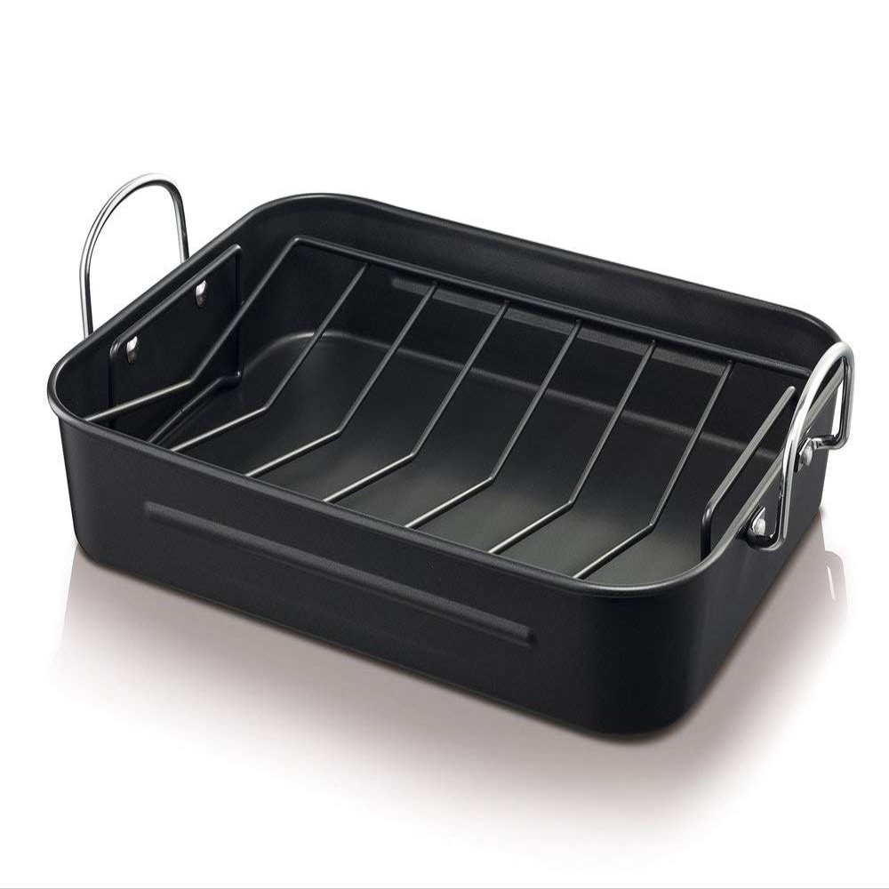Beka 16370384 Rectangular Roasting Pan, Aluminum, Black, 43 x 29 x 12 cm