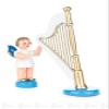 Rudolph's Schatzkiste Standing Angel with Harp, Blue Wings, Approx. 9.5 cm view 1