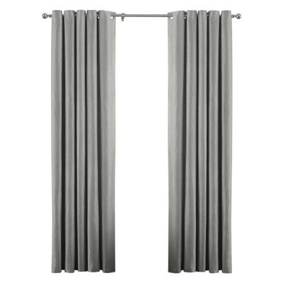 Paoletti Riva Atlantic Eyelet Curtains (Pair) - Grey - Woven Twill Fabric - Ready-Made - 100% Polyester - 229 cm W x 137 cm D (90 x 54 in) - Designed in Britain