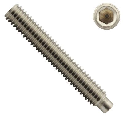 M8 x 30 mm Hex Socket Set Screws with Dog Point, 50-Pack, A2 Stainless Steel, DIN 915 (ISO 4028)