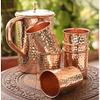 Terashopee Ayurvedic Copper Water Pitcher Set with 6 Water Glasses, 1 Pitcher, 1.6-L Capacity view 1
