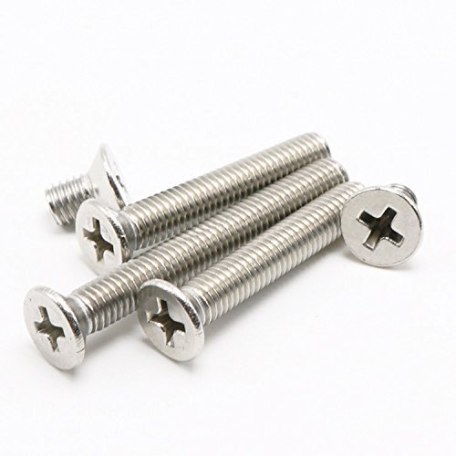 M3 Phillips Flat/Countersunk Head Machine Screws, A2 Stainless Steel, 4–60 mm, Pack of 100