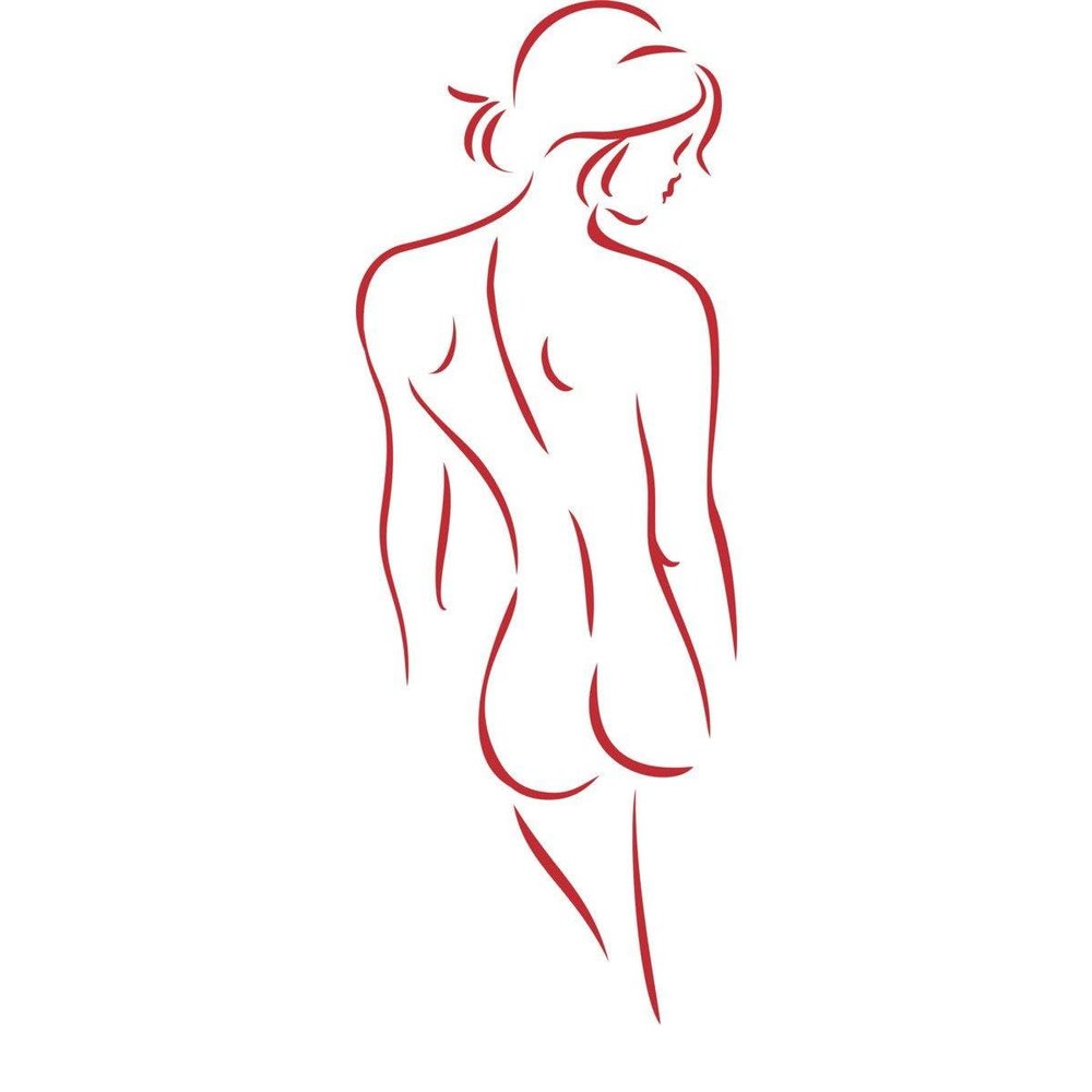 CLICKANDPRINT Female Silhouette Wall Decal, 210 x 73.3 cm, Red