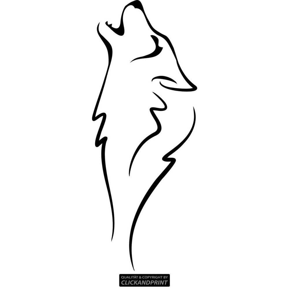 CLICKANDPRINT Wolf Silhouette Wall Decal, 120 × 43.6 cm, Black