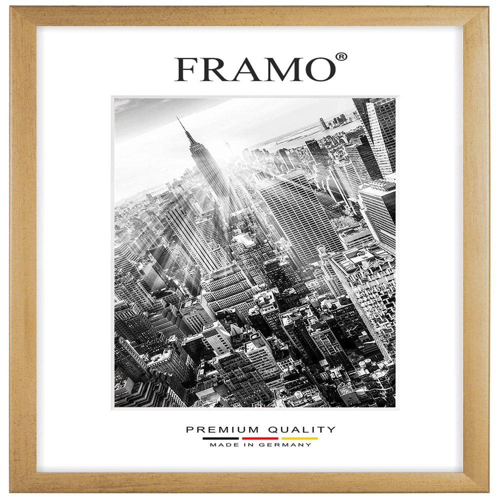 FRAMO Wooden Picture Frame 91 x 100 cm, Custom-Made – Brushed Gold