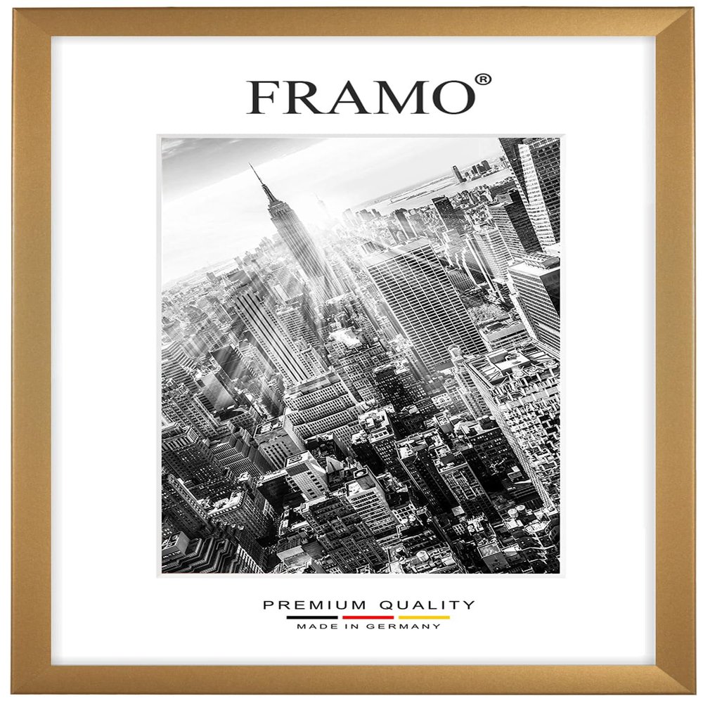 FRAMO Wooden Picture Frame 71 x 145 cm Made to Measure – Simple Gold | Selectable Size | Anti-Glare Acrylic Glass | Puzzle, Photo & Poster Frame