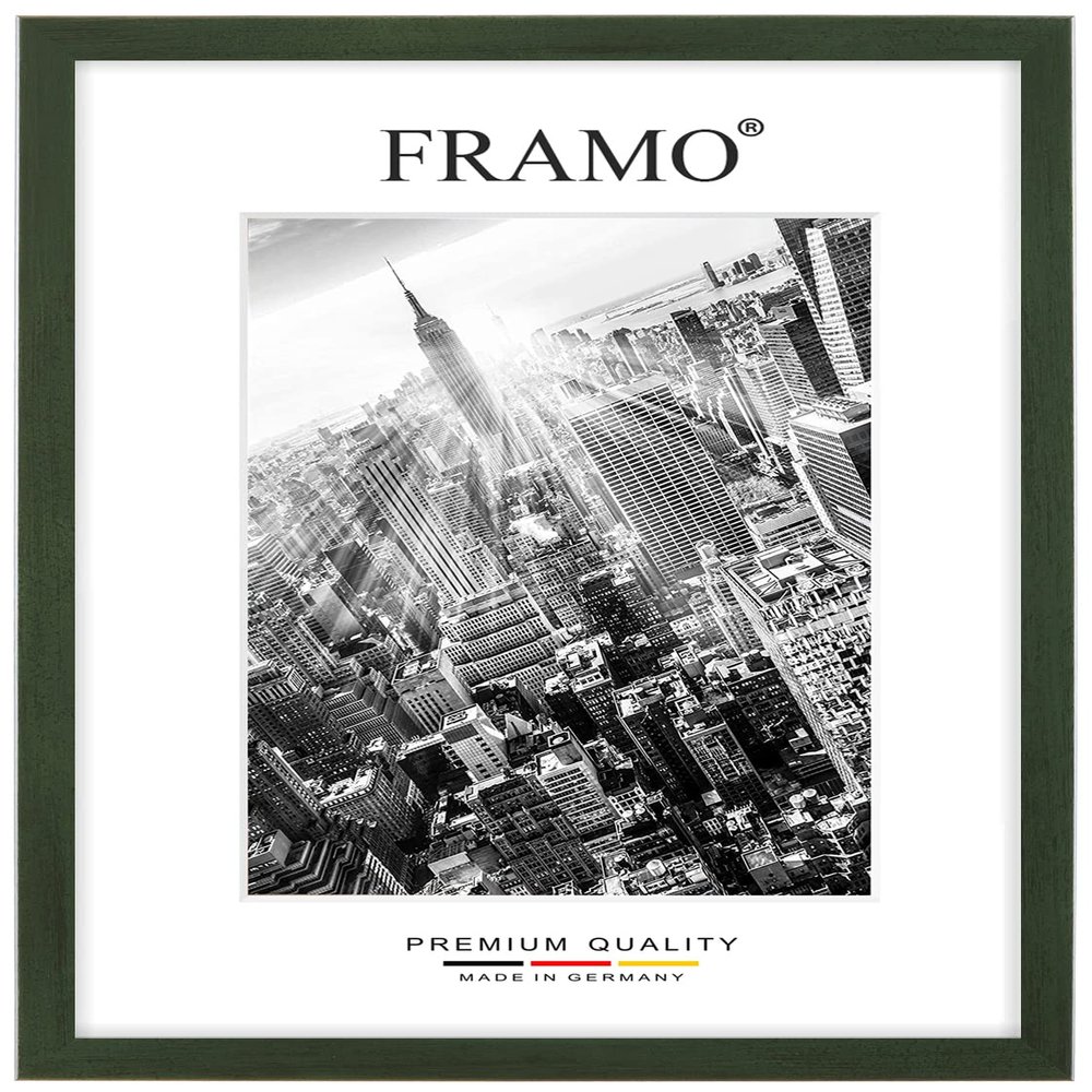 FRAMO Wooden Picture Frame 25 x 98 cm Made to Measure – Brushed Green | Size Selectable | Anti-Glare Acrylic Glass