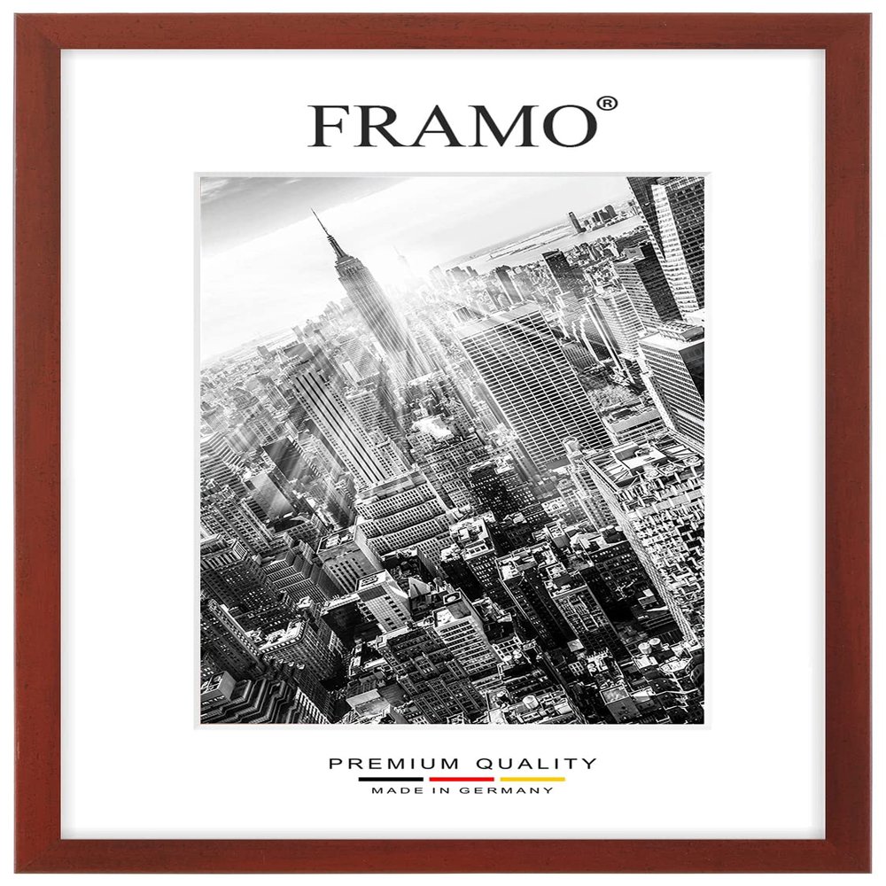 FRAMO Wooden Picture Frame 31 x 52 cm, Custom Size – Wiped Red, Non-Glare Acrylic Glass