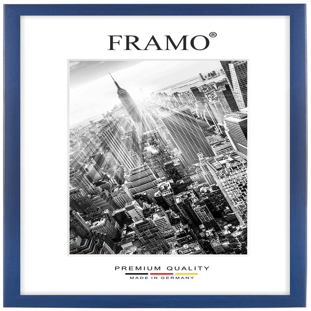 FRAMO Wooden Picture Frame 70 x 137 cm, Made to Measure, Wiped Dark Blue