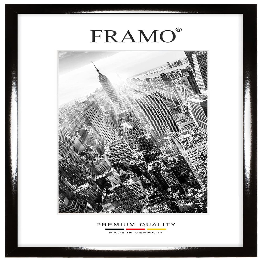 FRAMO 56 x 125 cm Custom-Size Wooden Picture Frame – High-Gloss Black | Anti-Glare Acrylic | For Puzzles, Photos & Posters