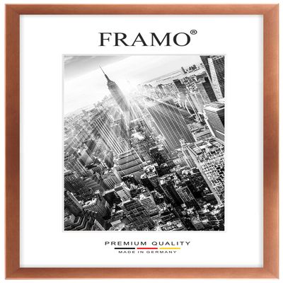 FRAMO Wooden Picture Frame 98 x 80 cm Custom Size - Copper Brown | Selectable Size | Includes Anti-Reflective Acrylic Glazing