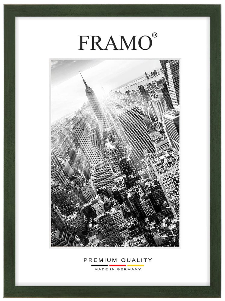 FRAMO Wooden Picture Frame 36 x 146 cm, Custom Size – Wiped Green