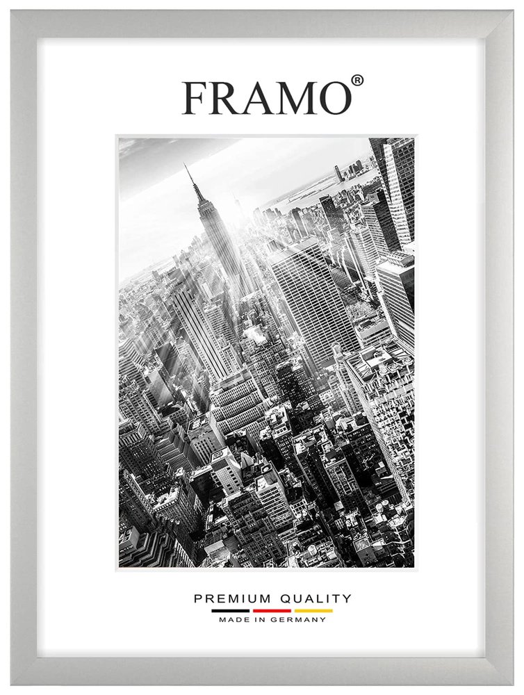 FRAMO Wooden Picture Frame 37 x 77 cm Custom Size – Matte Silver