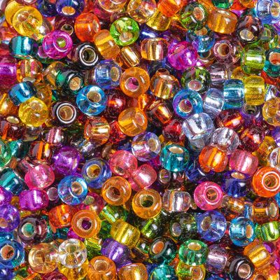 PRACHT Miyuki Seed Beads 2.5 x 0.8 mm, 12 g, Silver-Lined Mix