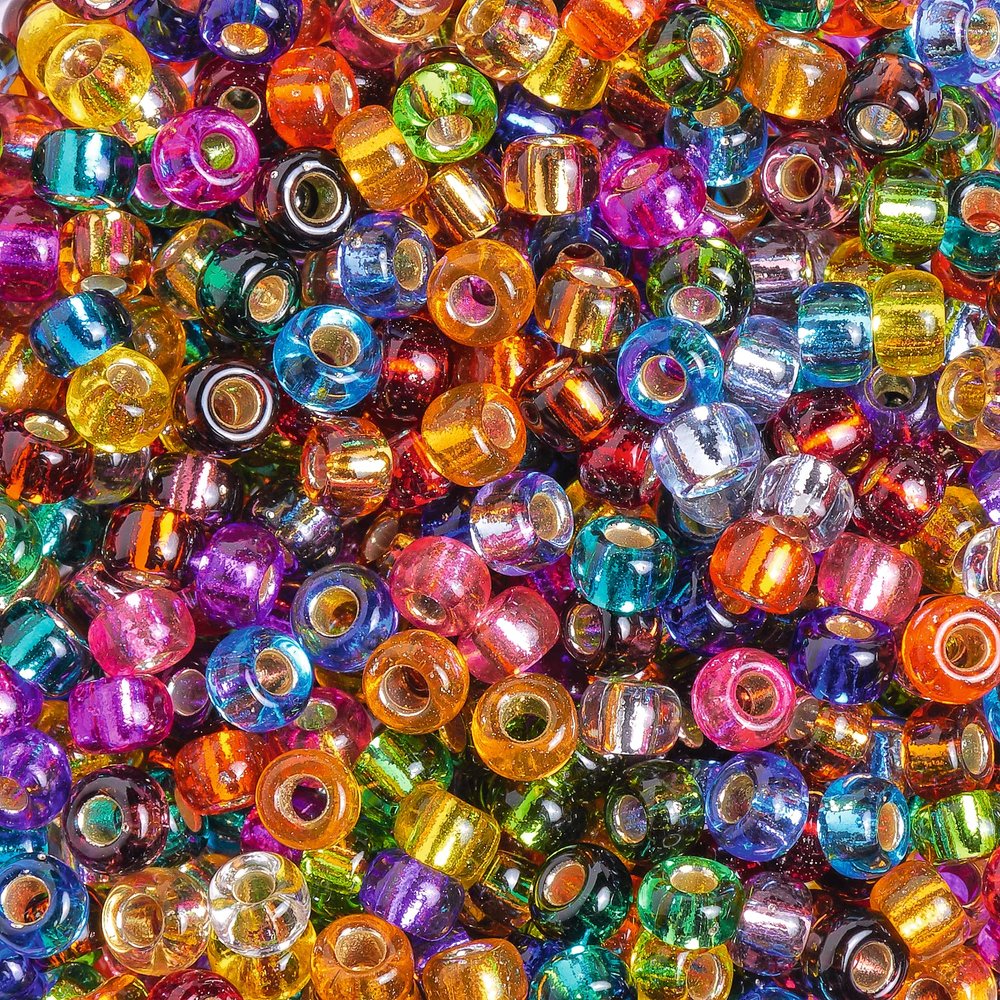 PRACHT Miyuki Seed Beads 2.5 x 0.8 mm, 12 g, Silver-Lined Mix