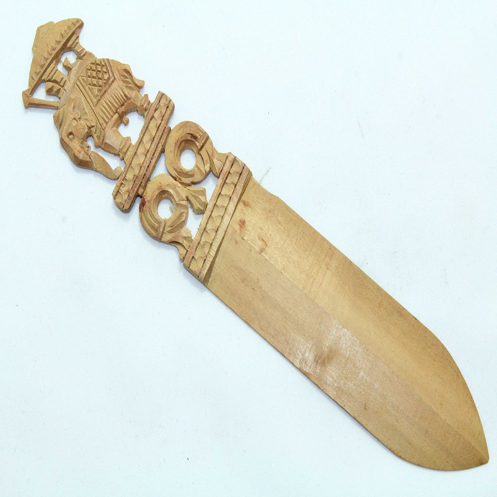 Rajasthan Gems Handmade Sandalwood Letter Opener with Elephant Handle, 6 in