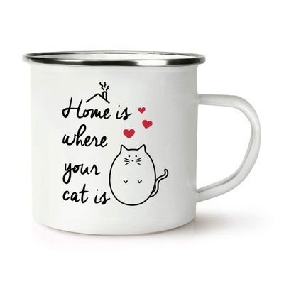 Home Is Where Your Cat Is Retro Enamel Mug