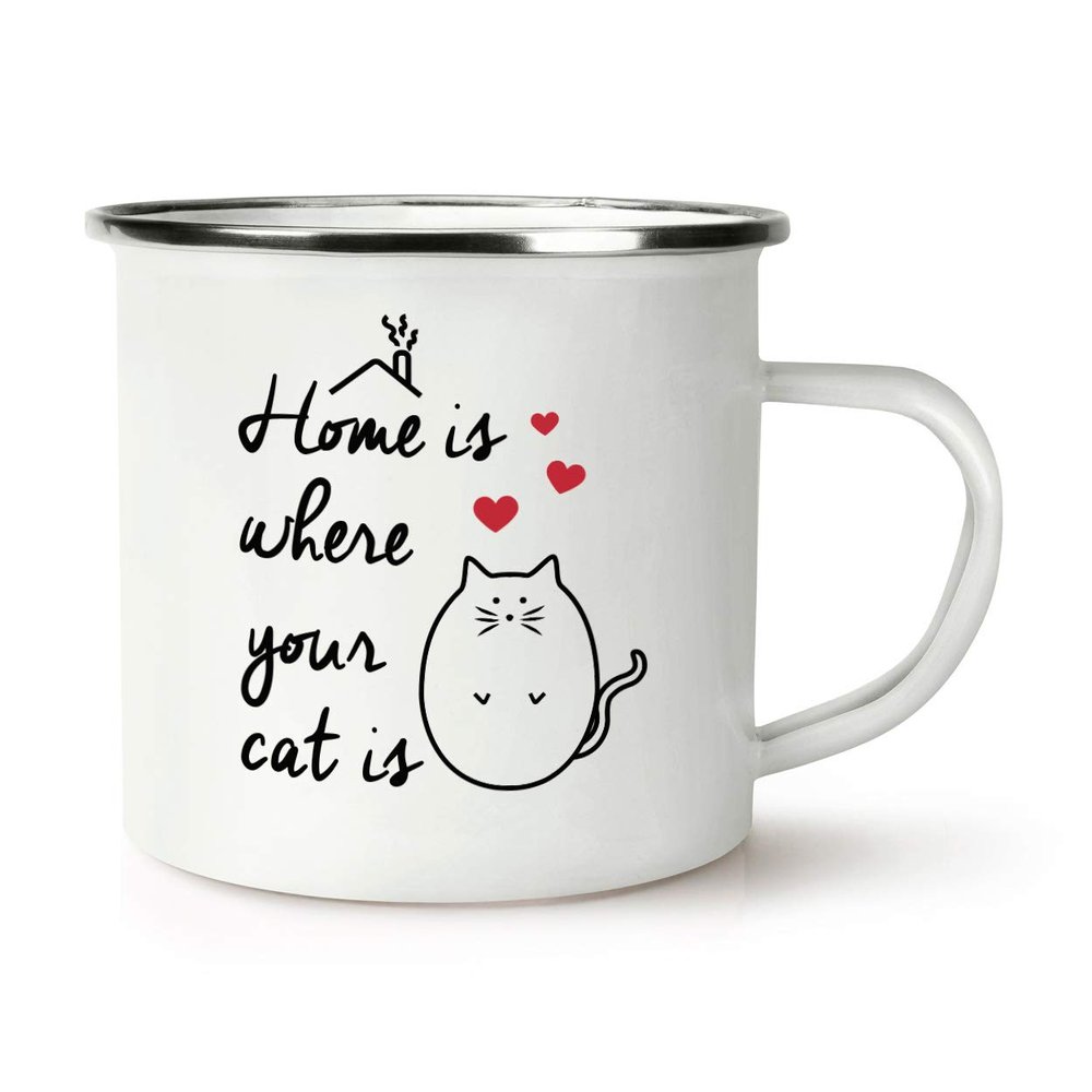 Home Is Where Your Cat Is Retro Enamel Mug