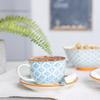 Nicola Spring Blue Cappuccino Cups & Saucers, 24-Piece Set view 2