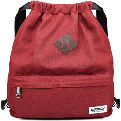 KAUKKO Drawstring Gym Bag with Interior Pocket