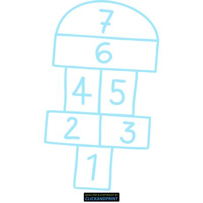 CLICKANDPRINT Hopscotch Sticker, 90 x 51 cm, Frosted Glass Light Blue