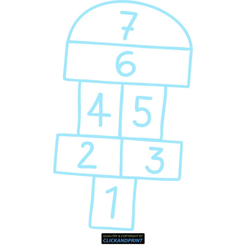 CLICKANDPRINT Hopscotch Sticker, 90 x 51 cm, Frosted Glass Light Blue