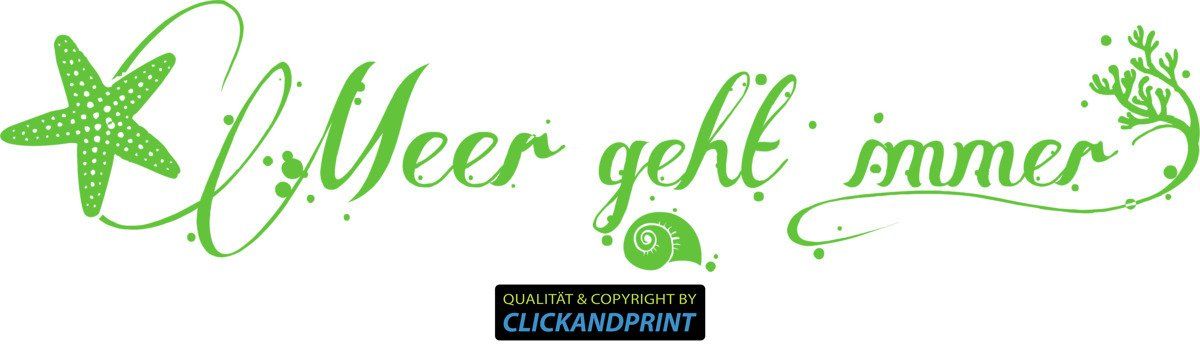 CLICKANDPRINT “Meer geht immer” Sticker, 220 x 49.8 cm, Lime Green – Vinyl Decal