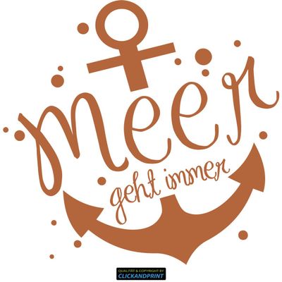 CLICKANDPRINT Anchor Motif Wall Sticker “The Sea Is Always an Option,” 60 × 58.8 cm, Hazelnut Brown