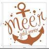 CLICKANDPRINT Anchor Motif Wall Sticker “The Sea Is Always an Option,” 60 × 58.8 cm, Hazelnut Brown view 3