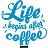 CLICKANDPRINT “Life Begins After Coffee” Wall Decal, 30 x 28.7 cm, Light Blue view 1