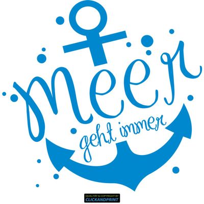 CLICKANDPRINT Anchor Sticker “The Sea Is Always a Good Idea,” 60 × 58.8 cm, Light Blue