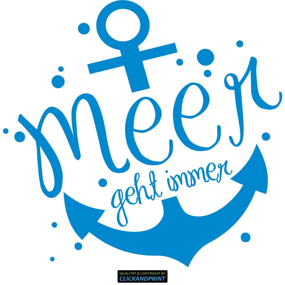 CLICKANDPRINT Anchor Sticker “The Sea Is Always a Good Idea,” 60 × 58.8 cm, Light Blue