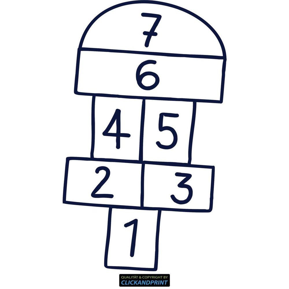 CLICKANDPRINT Hopscotch Sticker, 170 x 96.4 cm, Steel Blue