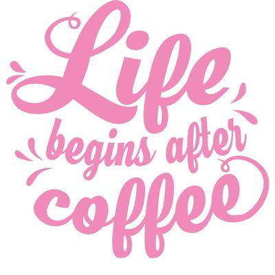 CLICKANDPRINT “Life Begins After Coffee” Wall Decal, 30 x 28.7 cm, Light Pink
