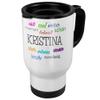 PrintPlanet White Insulated Travel Mug with Name Kristina – Positive Traits view 1