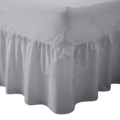Luxury Wrinkle-Free Solid Percale 180-Thread-Count Valance Fitted Sheet, Silver, King Size