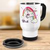 PrintPlanet White Travel Mug with Name Ulrich – Crazy Unicorn view 3