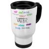 PrintPlanet White Travel Mug with Name “Father” – Positive Traits Design view 1